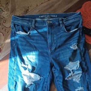 American Eagle Outfitters Distressed Blue Skinny Jeans